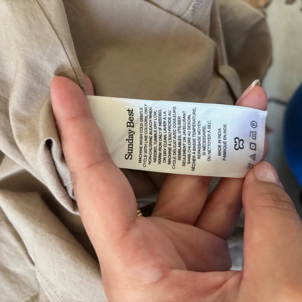 Aritzia Sunday Best Martine Poplin Dress in Fluent Taupe Size Small Mini Dress - Picture 10 of 11